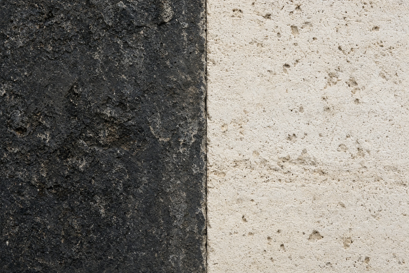 Soiled limestone against a laser-cleaned face.
